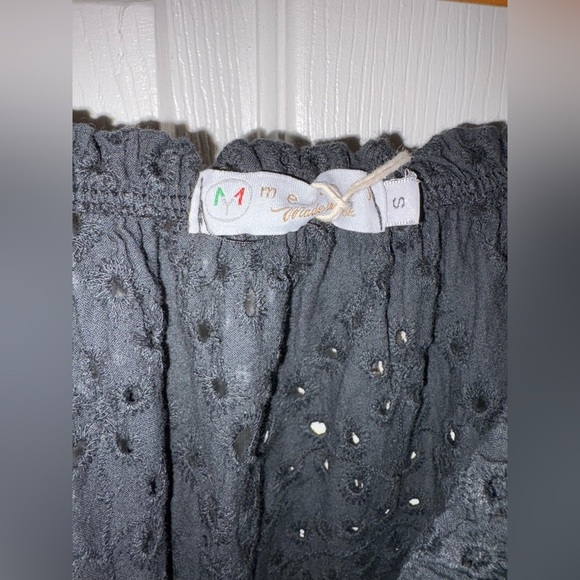 Memory Made in Italy size small eyelet black dress off shoulder cotton - Picture 4 of 12